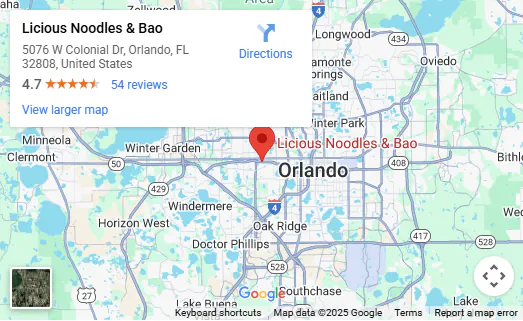 location:Licious Noodles & Bao 地址:5076 W Colonial Dr location:Licious Noodles & Bao 地址:5076 W Colonial Dr